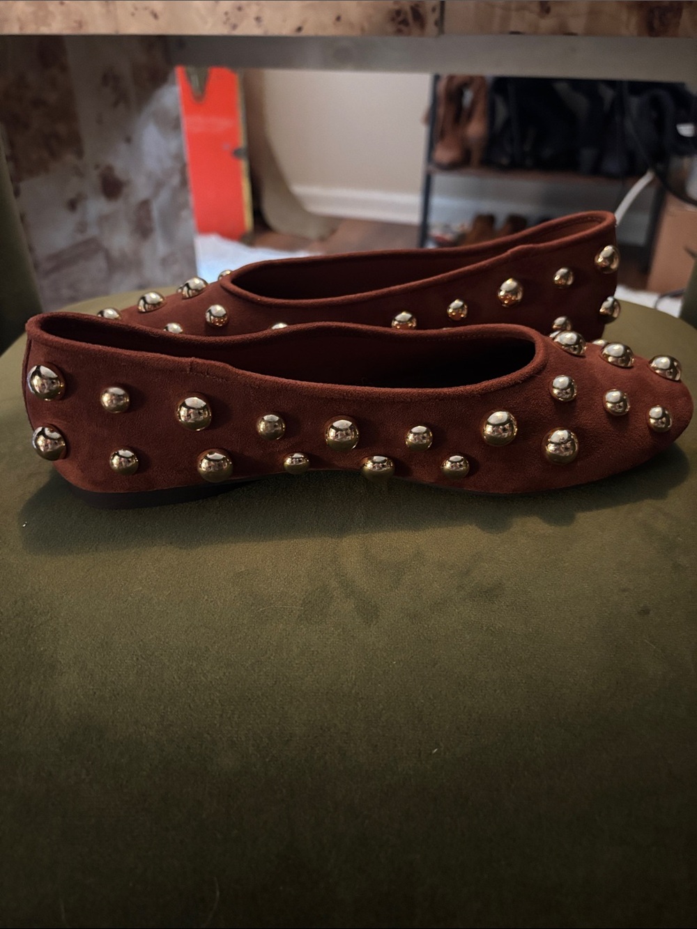 NEW Abound Women's Brown Suede Studded Ballet Flats size 8.5 - Picture 3 of 4